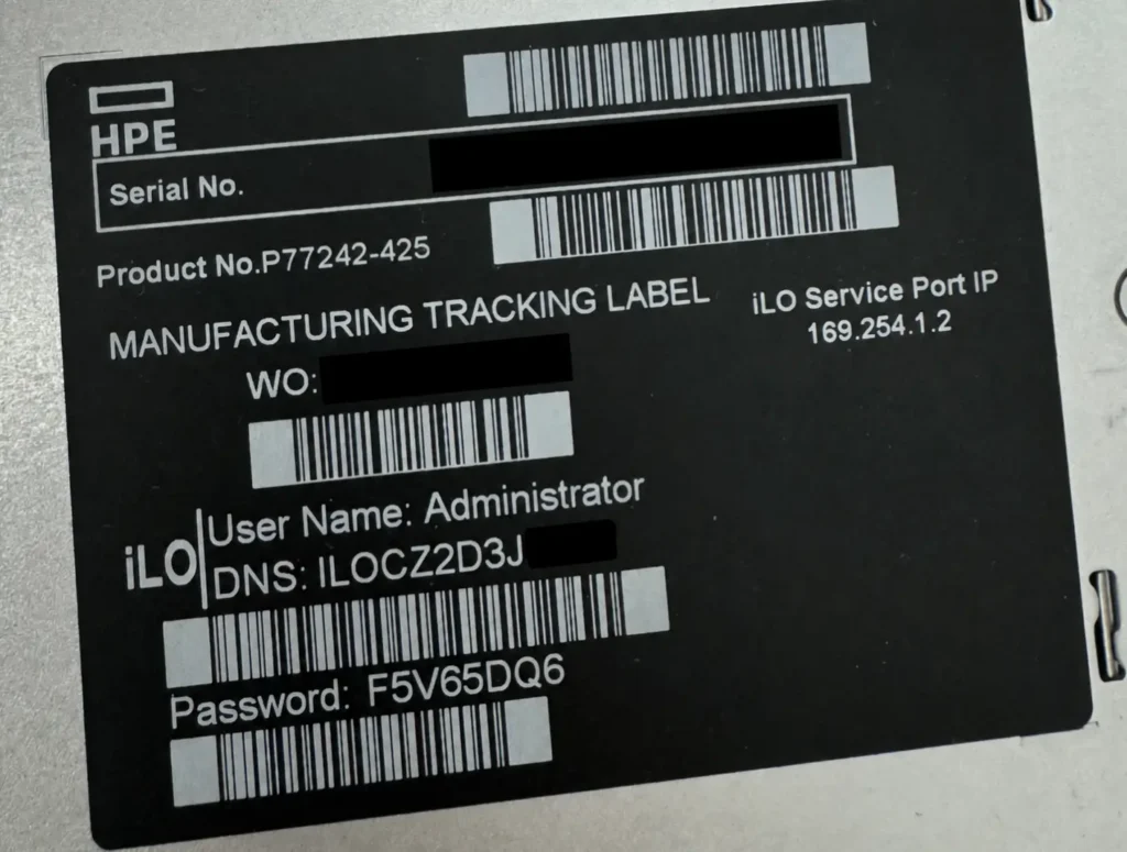 لیبل پسورد iLO سرور HPE